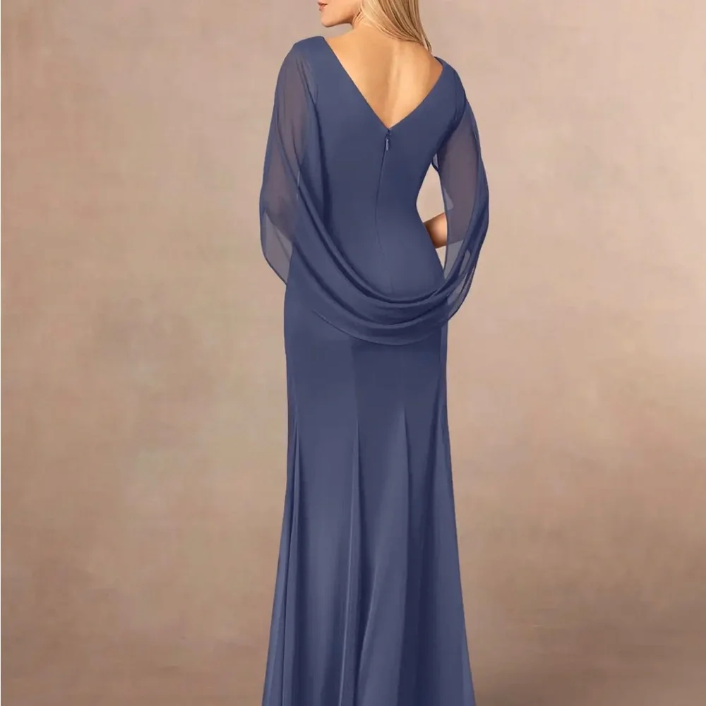 Azazie elegant Blue-Grey Gown, size 10 - Picture 2 of 15